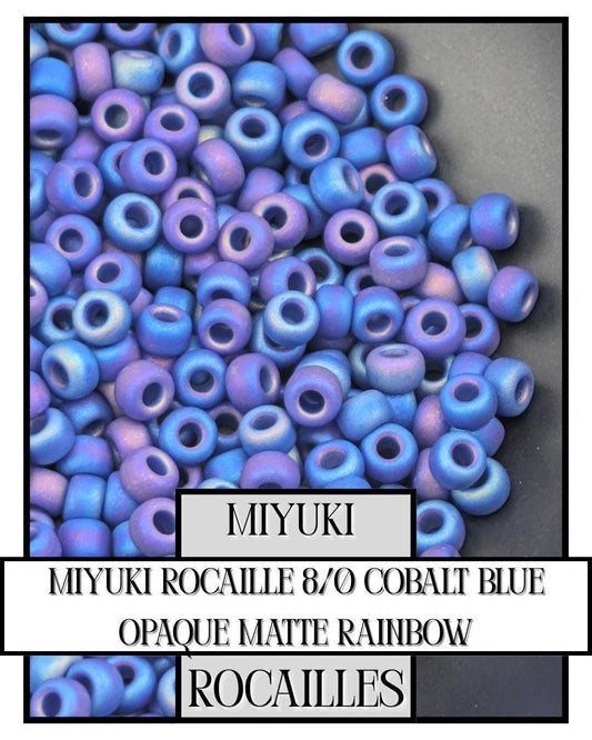 8-0414FR Miyuki Rocaille 8/0 | Cobalt Blue Opaque Matte Rainbow 20g