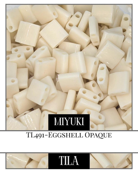 TL0491-Miyuki Tila Beads:Eggshell 0 (7.5g pkg)