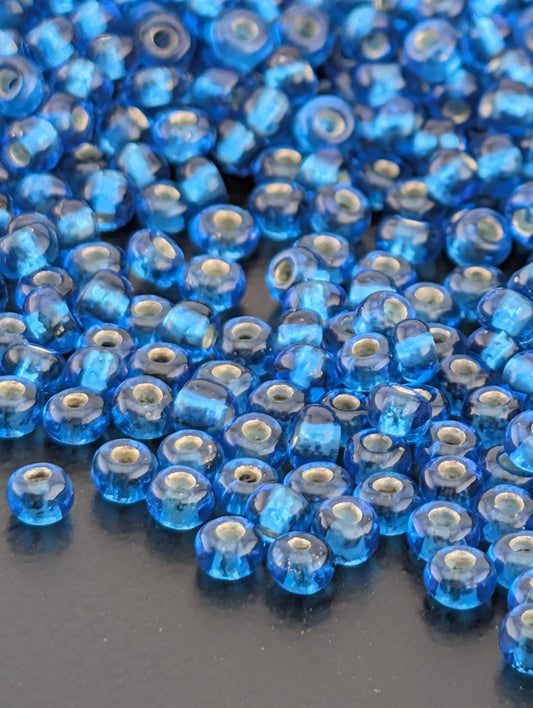 Transparent Silver-Lined Light Aqua | Preciosa Ornela Seed Beads | Size 8/0 | 15g Pkg ~630 pcs