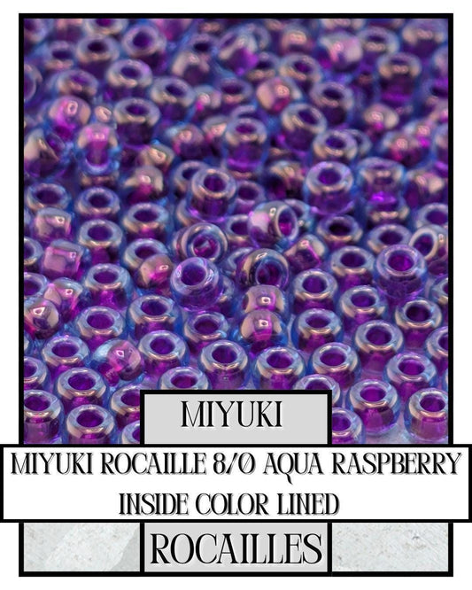 8-0352 Miyuki Rocaille 8/0 | Aqua/Raspberry Inside Color Lined 20g