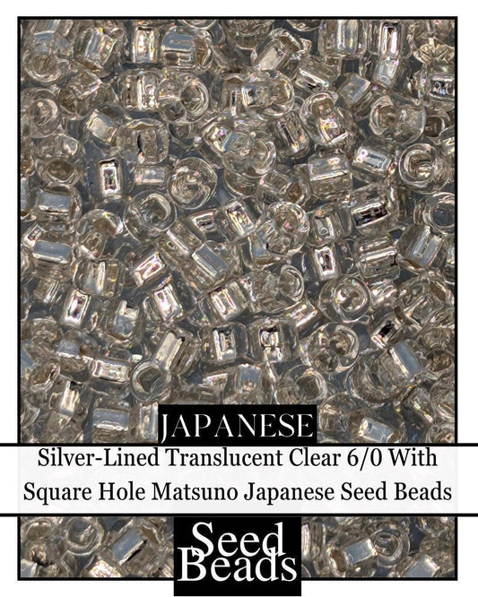 5842SB Silver-Lined Translucent Rainbow Clear 6/0 With Square Hole (15g Pkg)