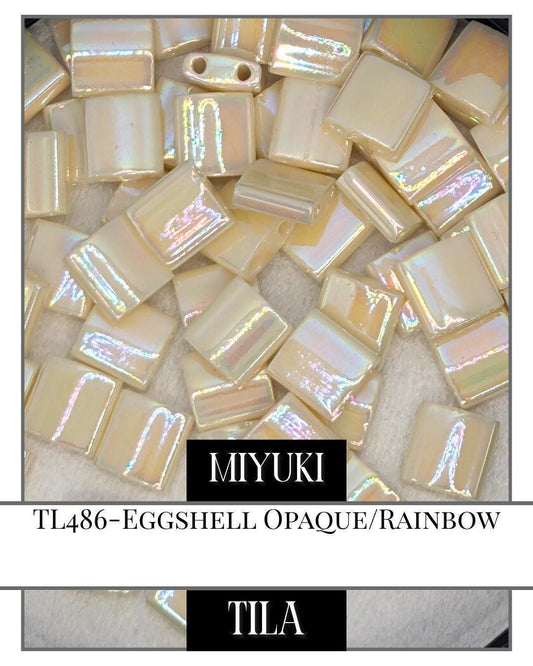 TL0486-Miyuki Tila Beads:Eggshell O/R (7.5g pkg)