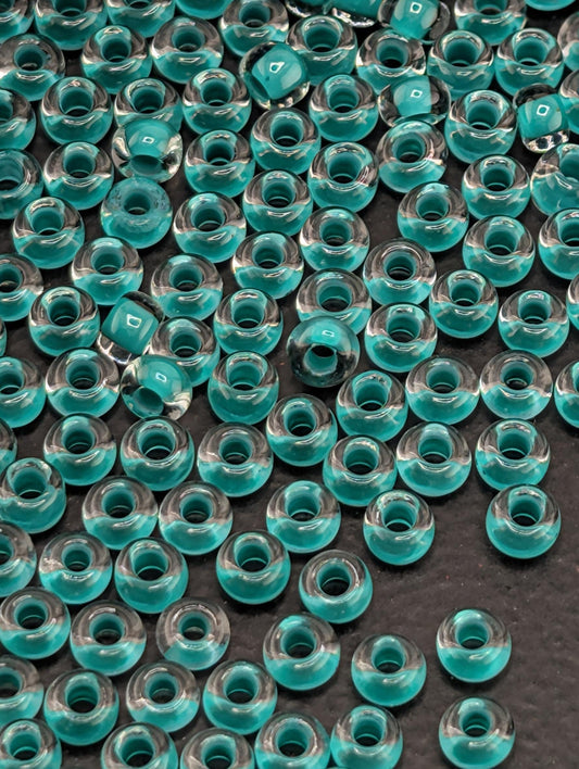 Transparent Terra Intensive Sea Green Lined | Preciosa Ornela Seed Beads | Size 8/0 | 15g Pkg ~630 pcs