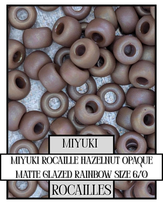 Miyuki Rocaille Beads: Hazelnut Opaque Matte Rainbow Glaze, Size 6/0