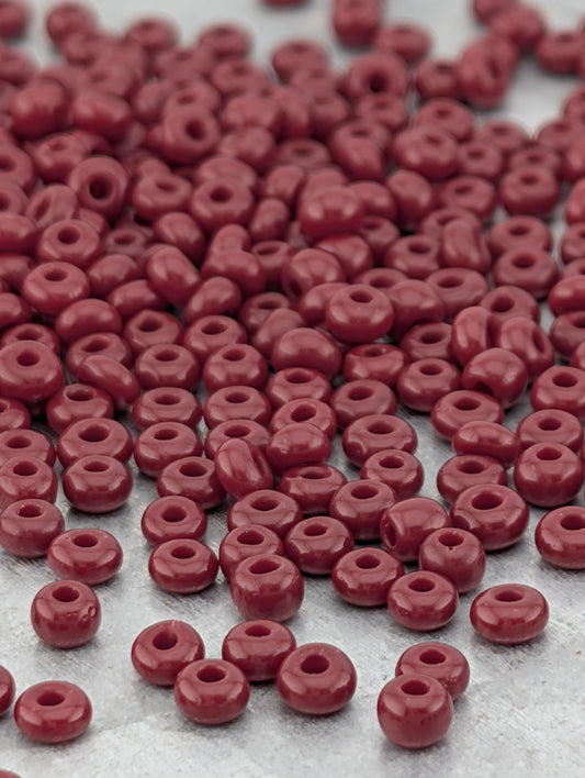 Opaque Dark Red Coral | Preciosa Ornela Seed Beads | Size 8/0 | 15g Pkg ~630 pcs