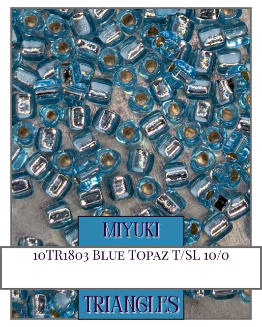 10TR1803-Miyuki Triangle Beads:Blue Topaz T/SL (10g pkg)