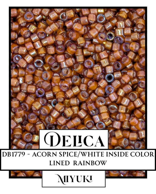 DB1779-Miyuki Delica 11/0:Acorn Spice/White ICL/R (7 gram pkg ~1400 Pcs)
