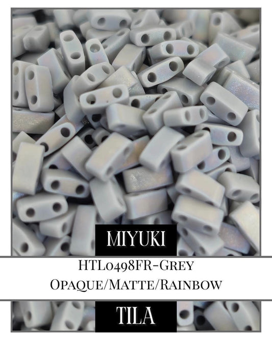 HTL0498FR-Miyuki Tila Beads:Grey O/MA/R (7.5g pkg)
