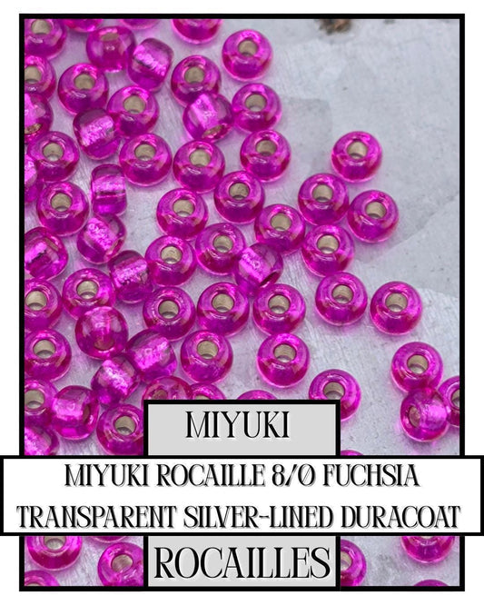 8-1340 Miyuki Rocaille 8/0 | Fuchsia Translucent Silver-Lined (D) 20g