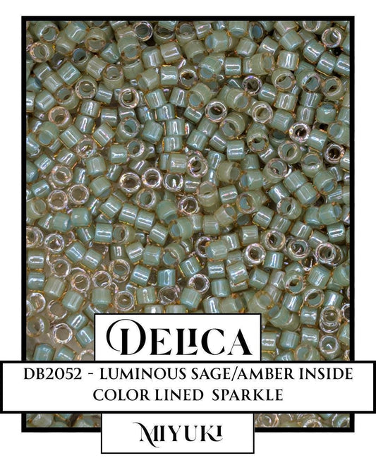 DB2052-Miyuki Delica 11/0:Luminous Sage/Amber ICL (7 gram pkg ~1400 Pcs)