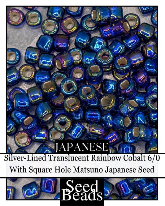 5860SB Silver-Lined Translucent Rainbow Cobalt 6/0 With Square Hole (15g Pkg)