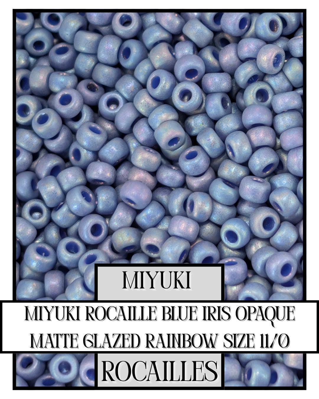 Miyuki Rocaille Beads: Blue Iris Opaque Matte Rainbow Glaze, Size 11/0