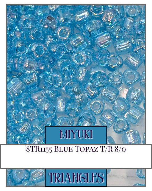 8TR1155-Miyuki Triangle Beads:Blue Topaz T/R (10g pkg)