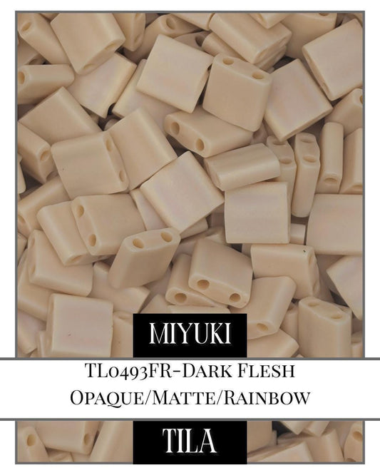 TL0493FR-Miyuki Tila Beads:Dark Flesh O/MA/R (7.5g pkg)
