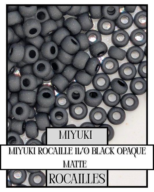 11-0401F Miyuki Rocailles 11/0 | Black Opaque Matte 20g
