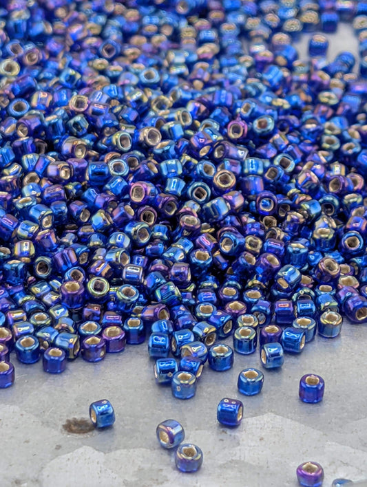4549SB  Translucent Silver Lined Rainbow Cobalt Blue   11/0