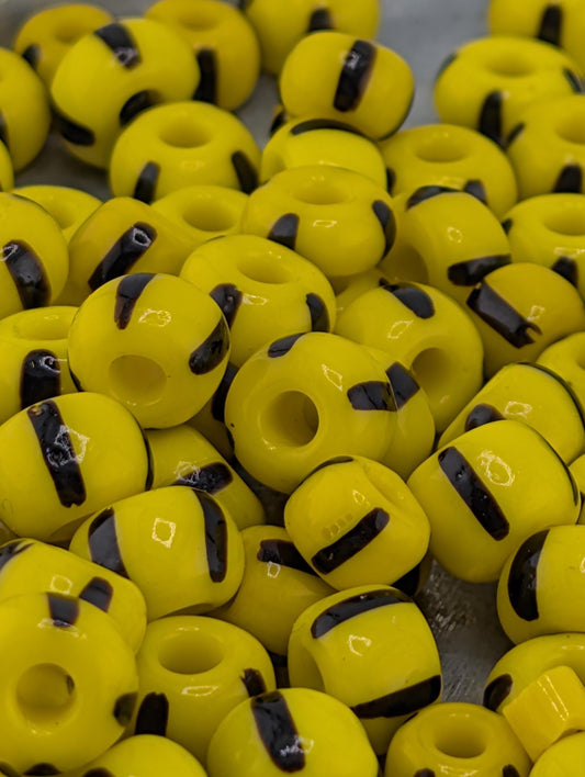 4/0 Yellow with Black Stripes Preciosa Glass Seed Beads 15g pkg