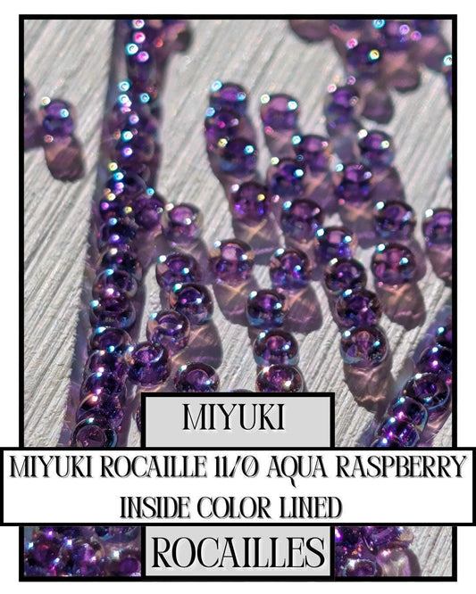 11-0352 Miyuki Rocailles 11/0 | Aqua/Raspberry Inside Color Lined 20g