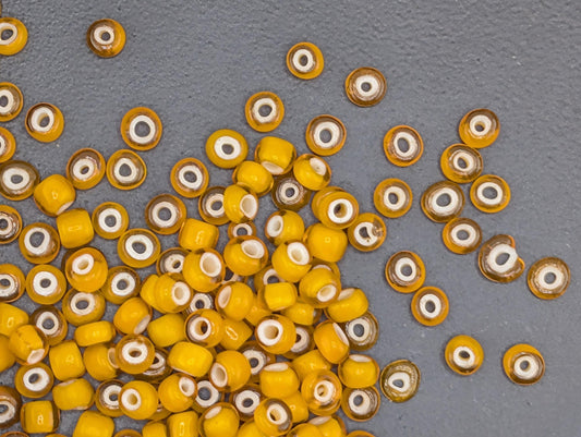 Orange White Heart | Preciosa Ornela Seed Beads | Size 8/0 | 15g Pkg ~630 pcs