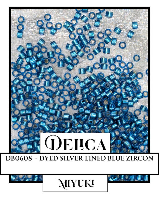 DB0608-Miyuki Delica 11/0:Dyed Silver Lined Blue Zircon  (7 gram pkg ~1400 Pcs)
