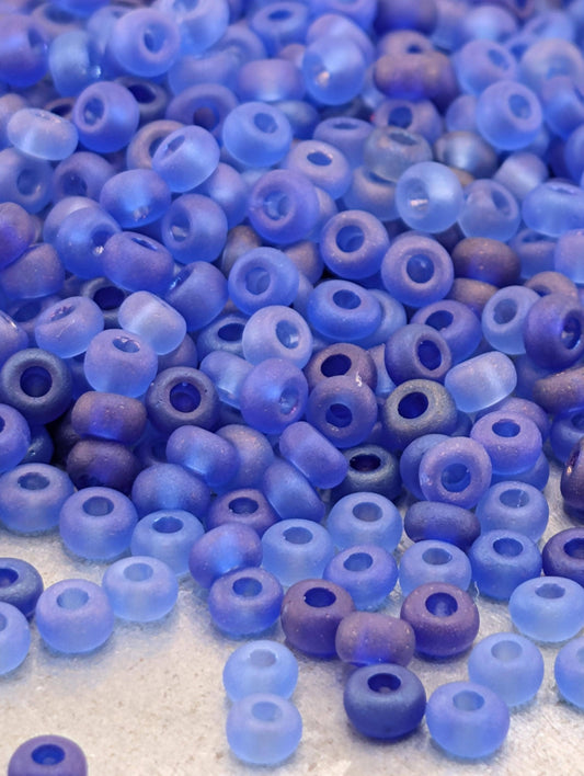 Transparent Frosted Sapphire Blue Ab | Preciosa Ornela Seed Beads | Size 8/0 | 15g Pkg ~630 pcs