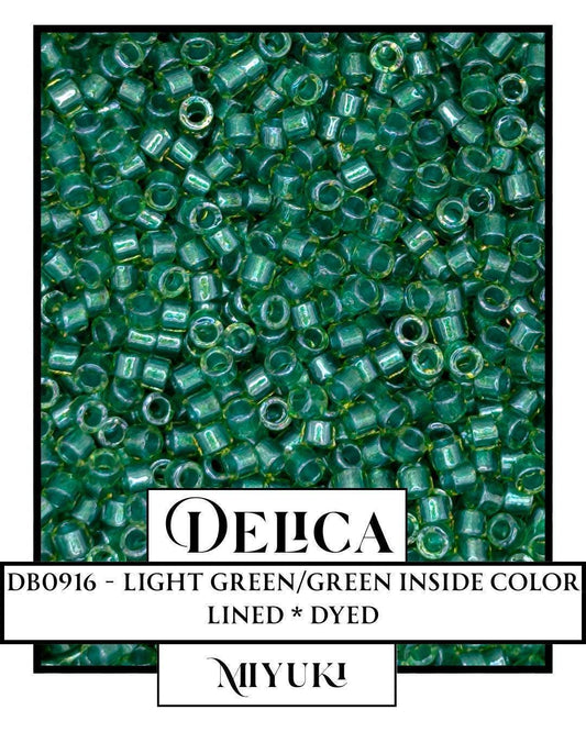 DB0916-Miyuki Delica 11/0:Light Green/Green ICL* (D) (7 gram pkg ~1400 Pcs)