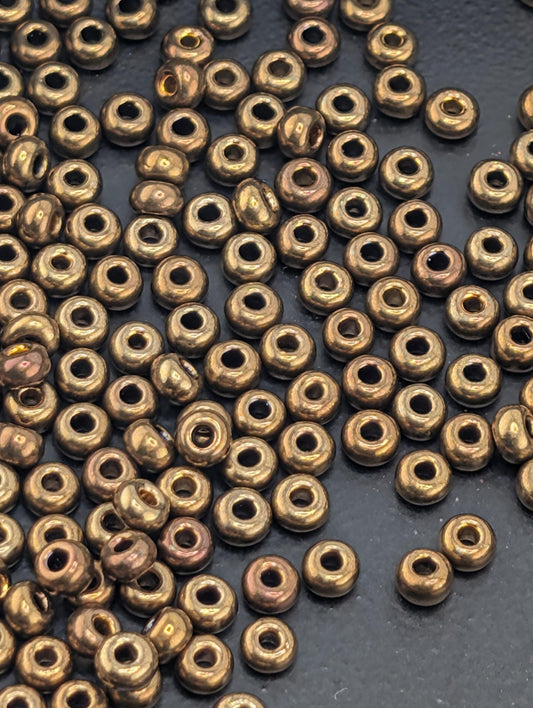 Opaque Bronze Iris Dark Topaz | Preciosa Ornela Seed Beads | Size 8/0 | 15g Pkg ~630 pcs