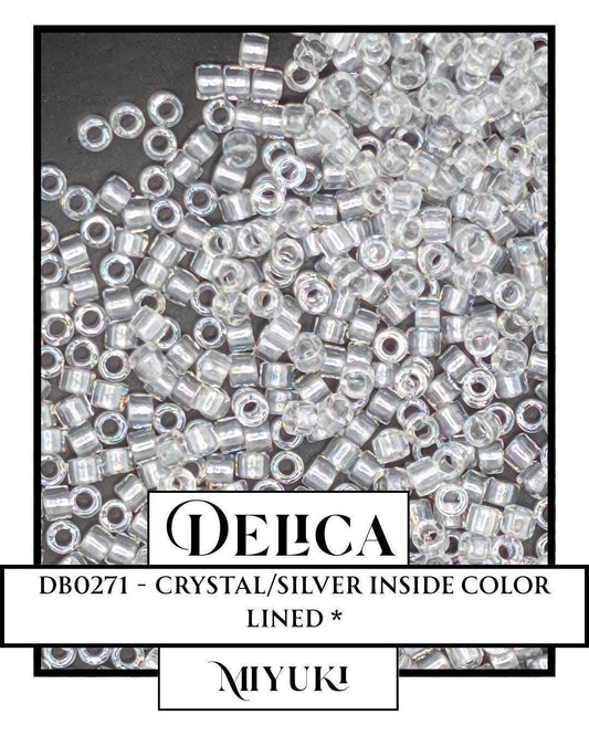 DB0271-Miyuki Delica 11/0:Crystal/Silver ICL* (7 gram pkg ~1400 Pcs)