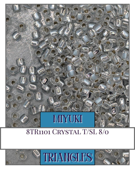 8TR1101-Miyuki Triangle Beads:Crystal T/SL (10g pkg)