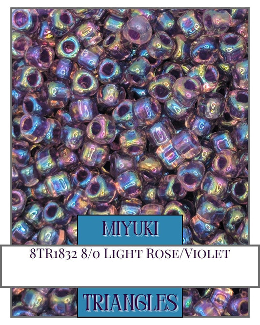 8TR1832-Miyuki Triangle Beads:Lt Rose/Violet ICL (10g pkg)