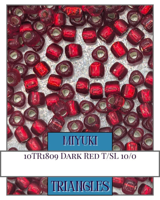 10TR1809-Miyuki Triangle Beads:Dark Red T/SL (10g pkg)