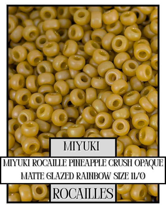 Miyuki Rocaille Beads: Pineapple Crush Opaque Matte Rainbow Glaze, Size 11/0