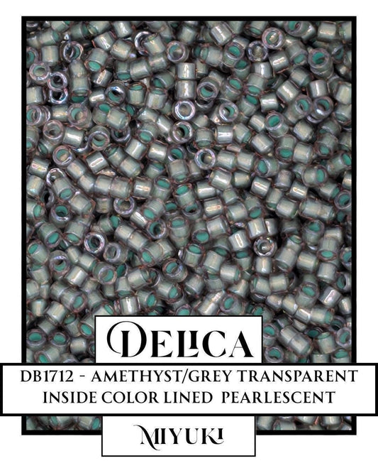 DB1712-Miyuki Delica 11/0:Amethyst/Grey T/ICL/P (7 gram pkg ~1400 Pcs)