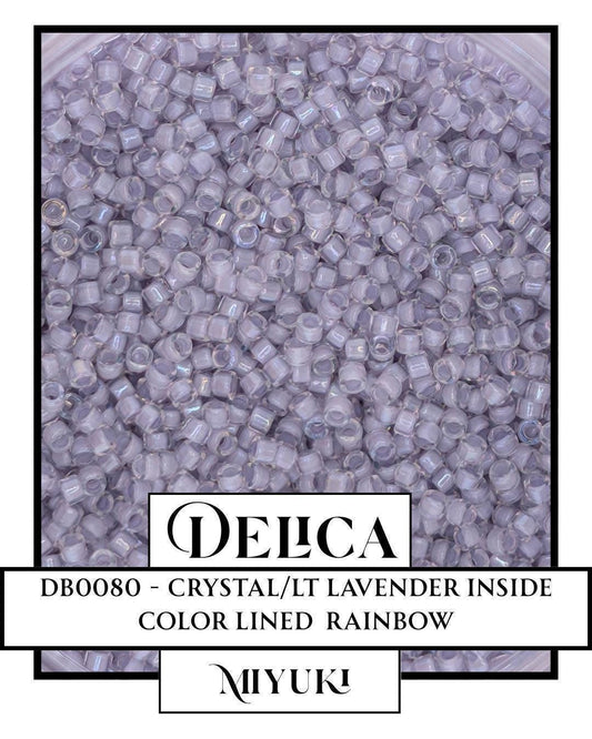 DB0080-Miyuki Delica 11/0:Crystal/Lt Lavender ICL/R (7 gram pkg ~1400 Pcs)