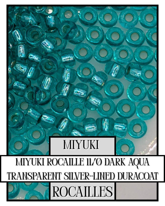 11-1334 Miyuki Rocailles 11/0 | Dark Aqua Translucent Silver-Lined (D) 20g