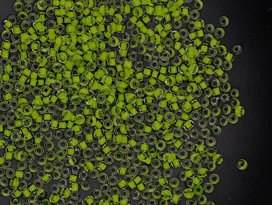 Transparent Terra Intensive Lime Green Lined Clear Size 11/0 15g pkg