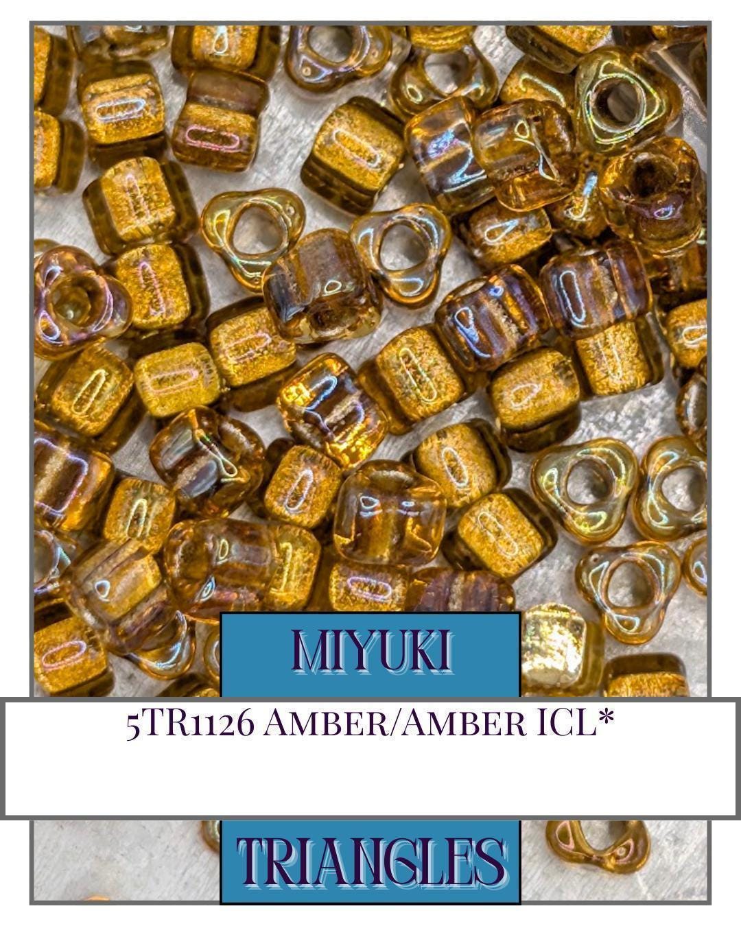 5TR1126-Miyuki Triangle Beads:Amber/Amber ICL* (10g pkg)