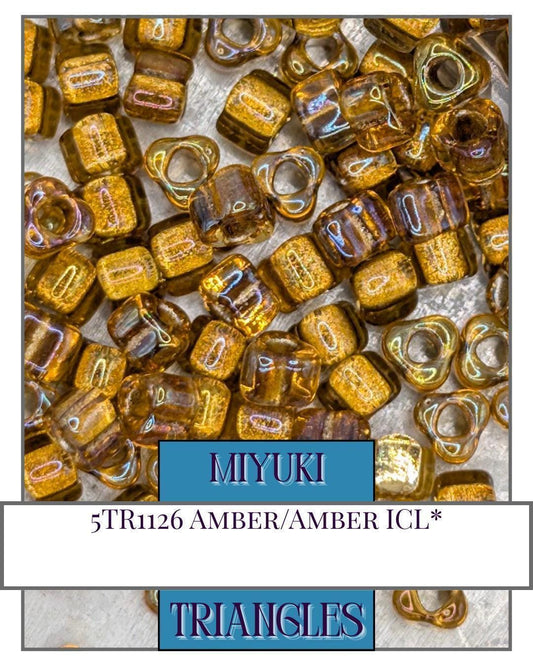 5TR1126-Miyuki Triangle Beads:Amber/Amber ICL* (10g pkg)