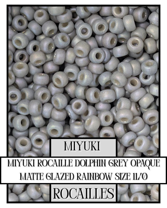 Miyuki Rocaille Beads: Dolphin Grey Opaque Matte Glazed Rainbow Finish, Size 11/0