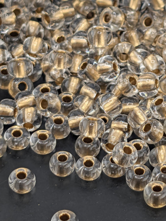 Transparent Gold Lined Crystal Size 6/0 15g pkg