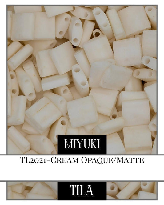 TL2021-Miyuki Tila Beads:Cream O/MA (7.5g pkg)