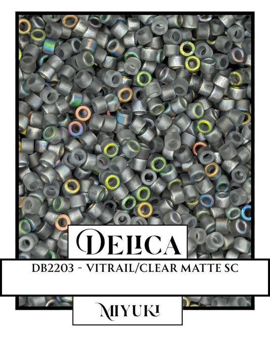 DB2203-Miyuki Delica 11/0:Vitrail/Clear Matte SC (7 gram pkg ~1400 Pcs)