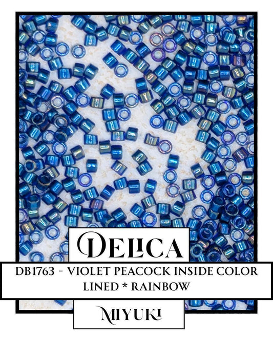 DB1763-Miyuki Delica 11/0:Violet/Peacock ICL*/R (7 gram pkg ~1400 Pcs)