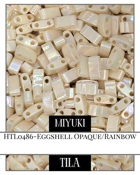 HTL0486-Miyuki Tila Beads:Eggshell O/R (7.5g pkg)