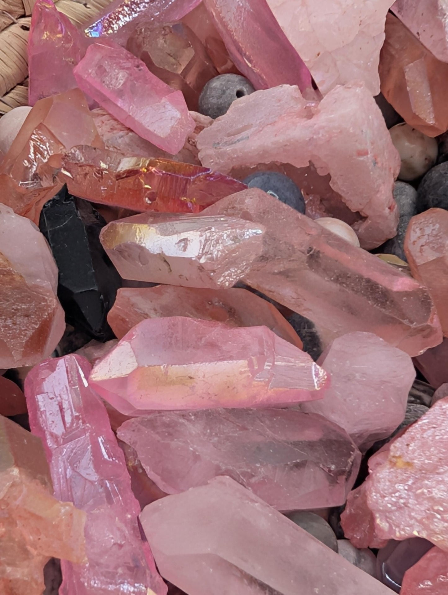 Cherry Quartz Gemstone Bead Mix: 2 oz Natural Stone Craft Supply