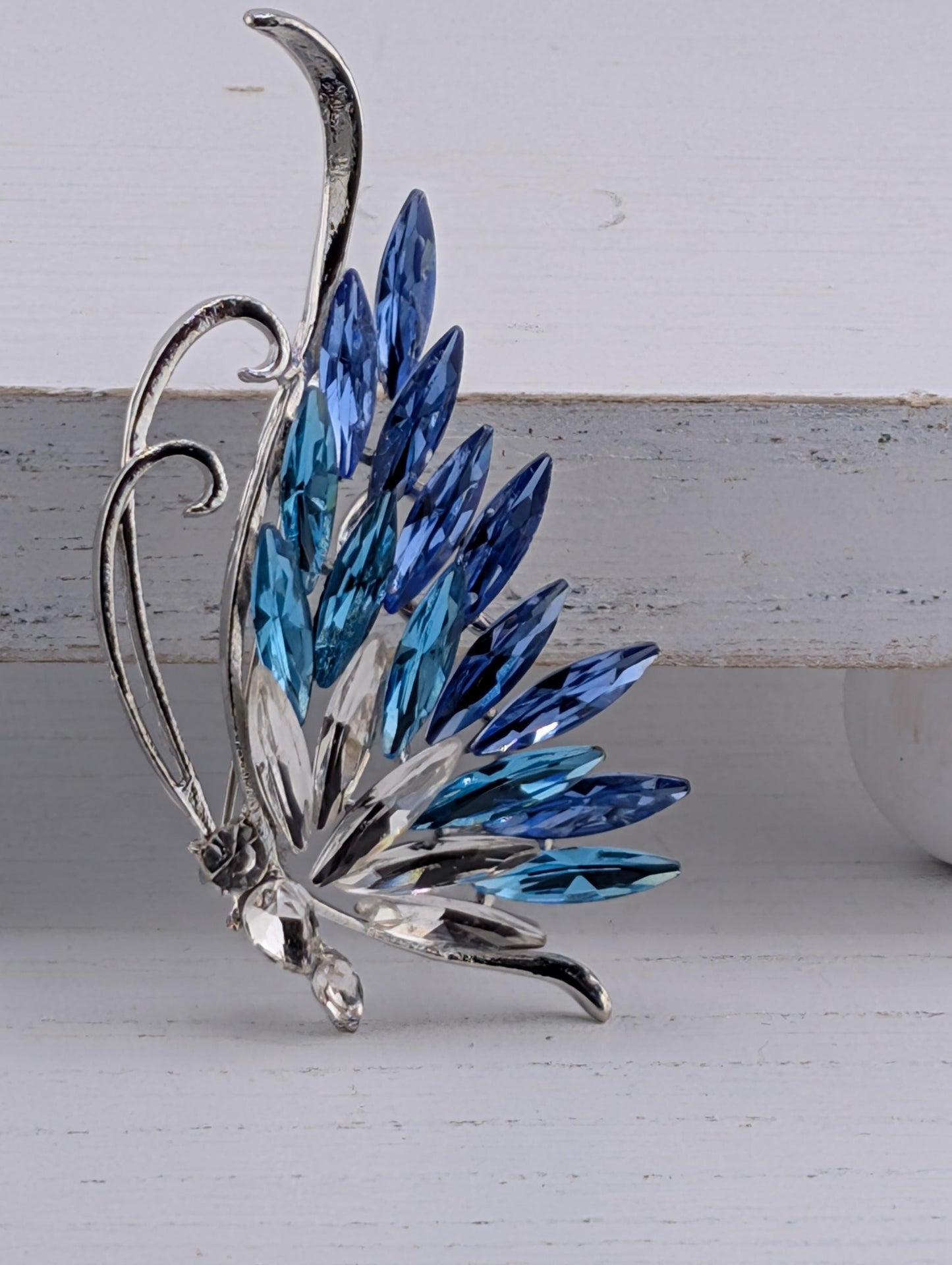 Butterfly Brooch, Purple Blue Rhinestones (Decorative Pin)