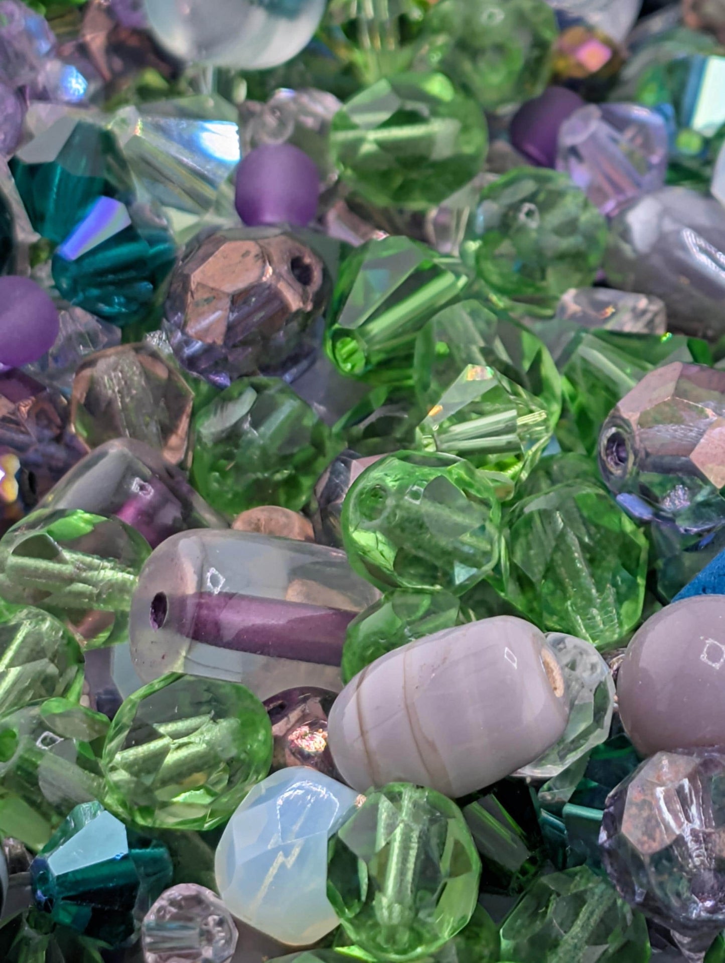 Exclusive "Twilight Garden" Bead Mix - Amethyst & Emerald Jewel Tone Glass Mix 56g