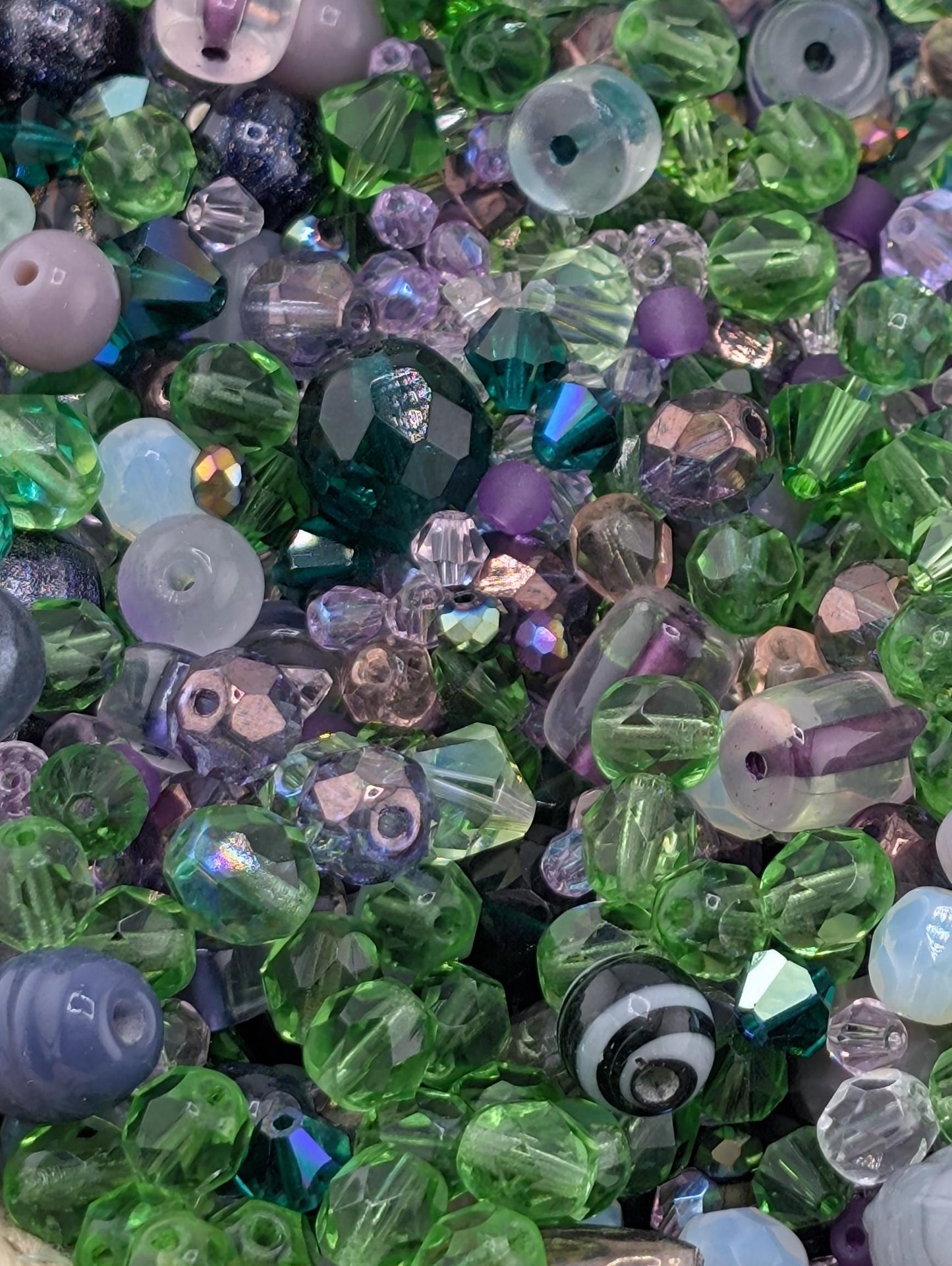 Exclusive "Twilight Garden" Bead Mix - Amethyst & Emerald Jewel Tone Glass Mix 56g