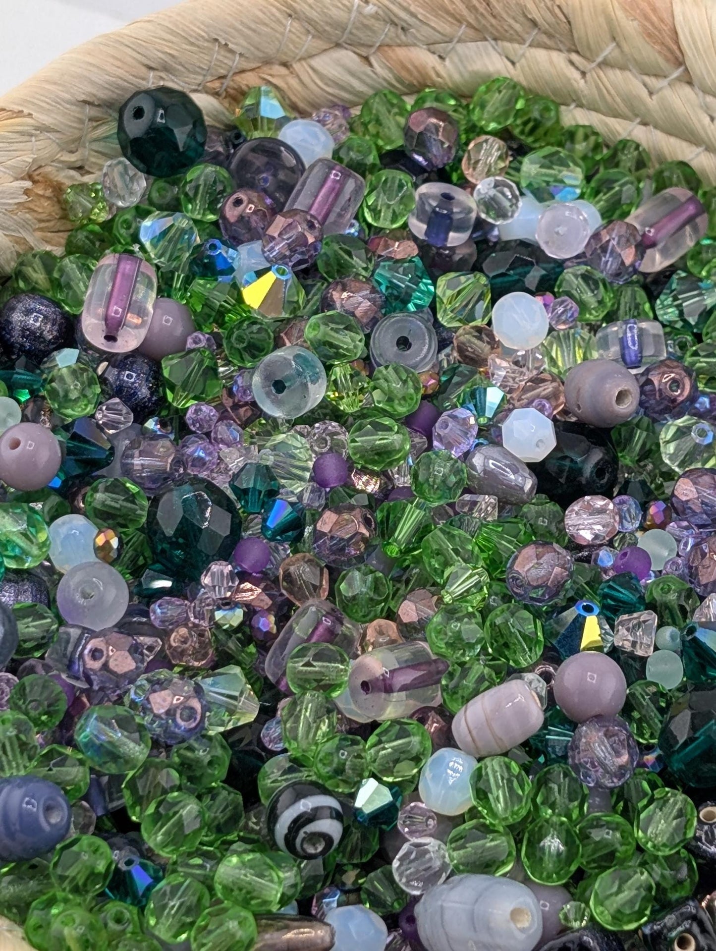 Exclusive "Twilight Garden" Bead Mix - Amethyst & Emerald Jewel Tone Glass Mix 56g
