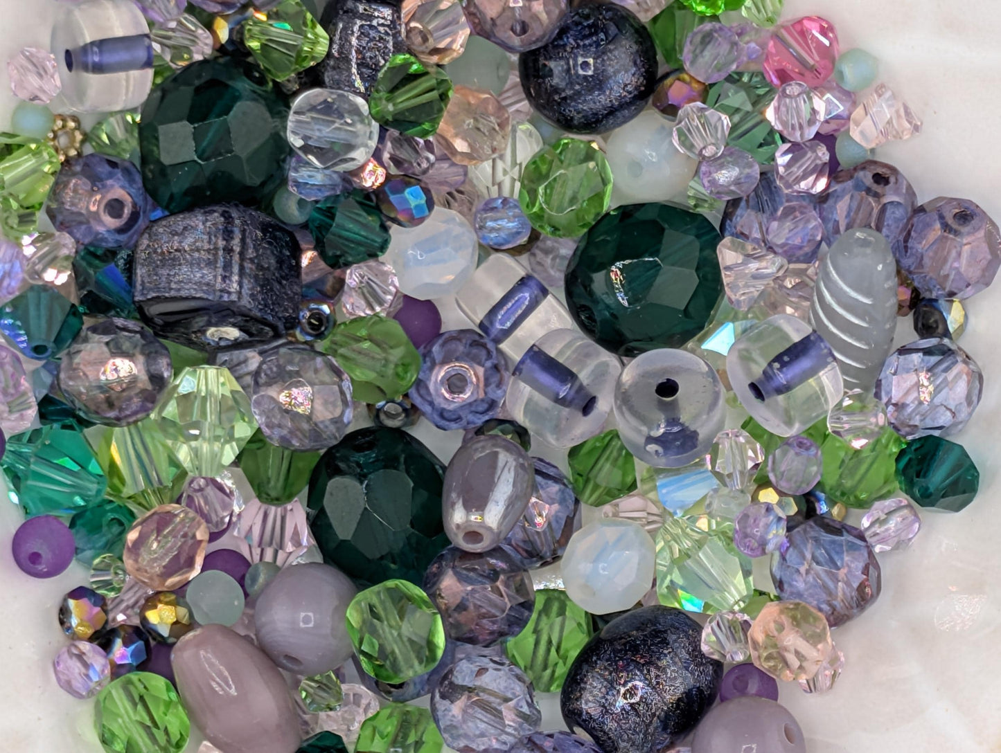 Exclusive "Twilight Garden" Bead Mix - Amethyst & Emerald Jewel Tone Glass Mix 56g